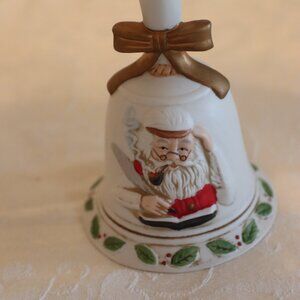 Vintage Flambro Ceramic Santa Bell